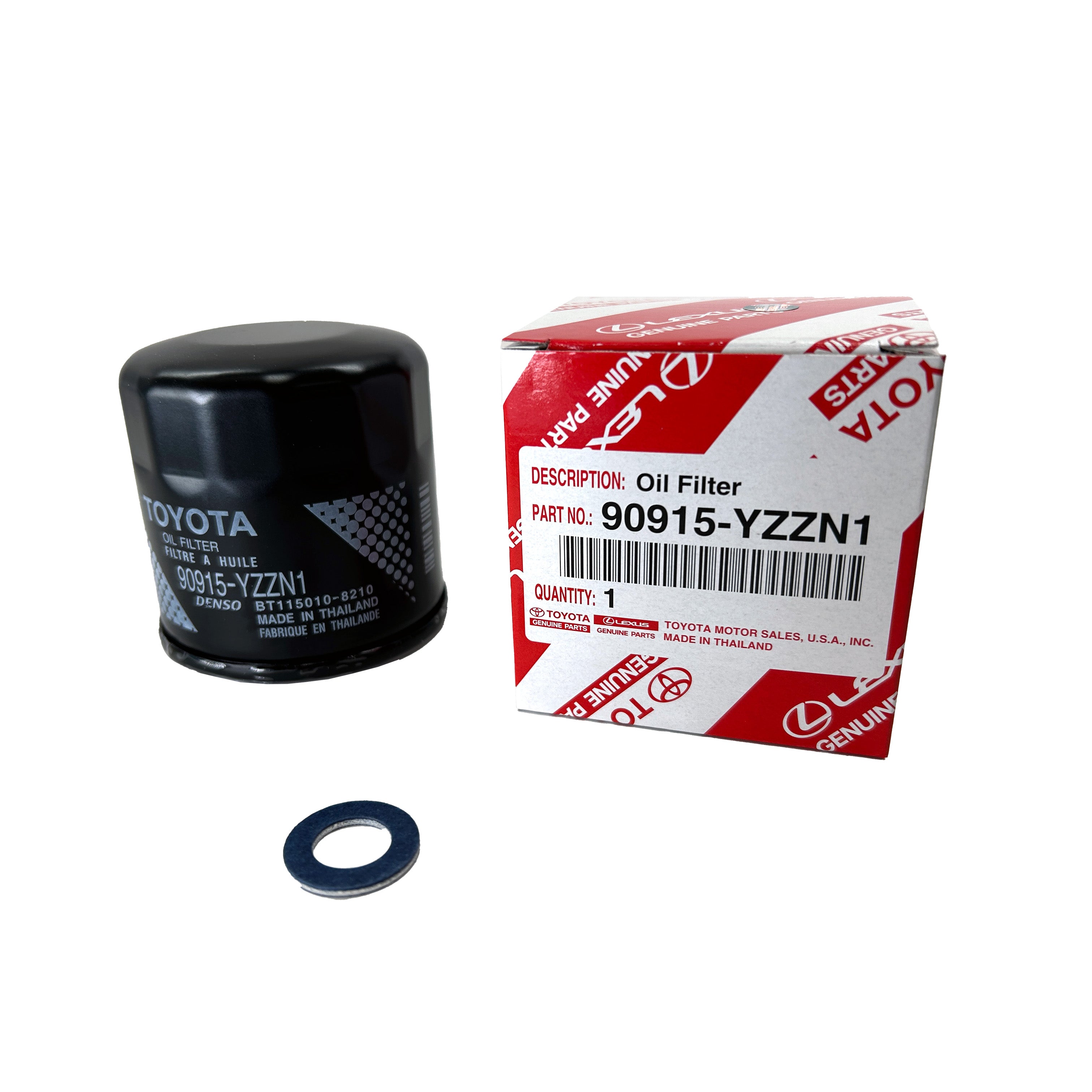 Genuine Toyota 90915-YZZN1 / 90915-YZZF2 Oil Filter with Drain Plug Washers (3 Pack)